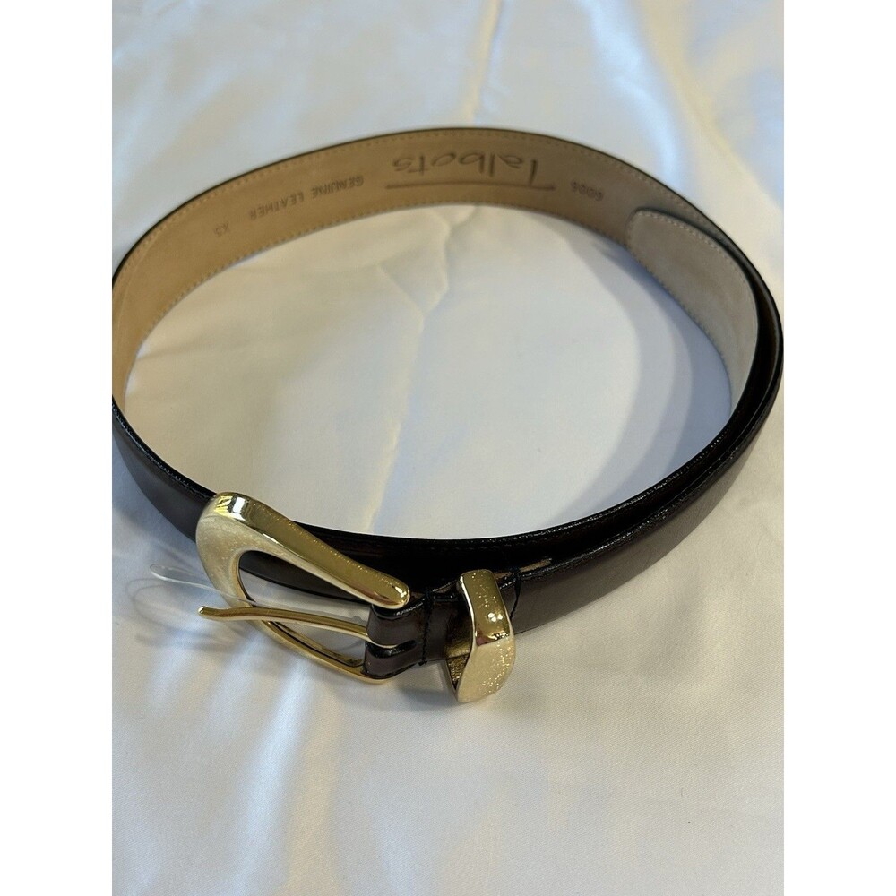 Talbots Belt Brown Leather with Gold Tone Solid Brass Buckle
